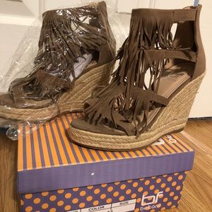 Fringe Wedge Sandals